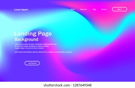 gradient shapes composition landing page background with wavy geometric style vector