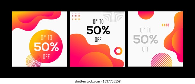 Gradient shapes. Trendy design template. placards, posters, flyers, Editable minimal square banner template. 