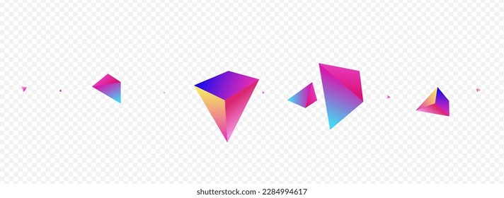 Gradient Shapes Vector Panoramic Transparent Background. Bright Graphic Triangle Banner. Unicorn Flying Glass Pattern. Cosmic Jewel Abstract Presentation.