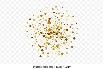 Gradient Shimmer Confetti Template. Light Polka Frame. Yellow Circle Transparent Design. Elegant Dot Card. Gold Modern Texture.