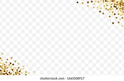 Gradient Shimmer Dot Texture. Vector Glitter Template. Yellow Confetti Transparent Design. Elegant Polka Pattern. Gold Bright Background.