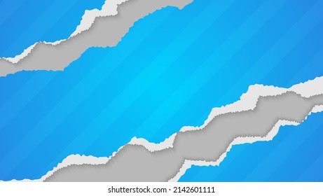 Gradient Shine Blue Stripe Paper Torn In White Background