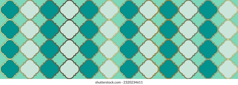 Gradient Shiny Pattern. Cool Arabic Mosaic. Simple Geo Curved. Quatrefoil Persian Ethnic Tesselation. Geometric Trellis Tile. Noble Ottoman Texture. Elegant Seamless Eastern Design.