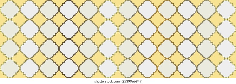 Gradient Shiny Pattern. Cool Moroccan Pattern. Vintage Geo Ramadan. Quatrefoil Eastern Ethnic Tesselation. Geometric Trellis Tile. Noble Ottoman Texture. Elegant Seamless Arabic Frame.