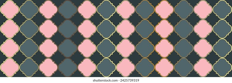 Patrón brillante de degradado. Diseño persa tradicional sin costuras. Patrón otomano real. Teselación étnica cuatrifoil oriental. Geo Hijri de moda. Baldosa de enrejado geométrico. Fresco mosaico oriental.