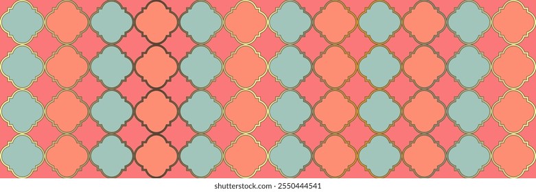 Gradient Shiny Pattern. Vintage Geo Ramadan. VIP Ottoman Pattern. Quatrefoil Persian Ethnic Tesselation. Cool Arabic Texture. Traditional Seamless Arabian Design. Geometric Trellis Tile.