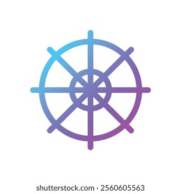 Gradient ship cruise hand wheel gradient flat icon design