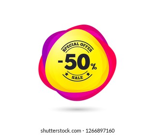 Gradient shopping banner. 50 percent discount sign icon. Sale symbol. Special offer label. Sale tag. Abstract template for design. Vector