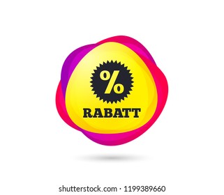 Gradient shopping banner. Rabatt - Discounts in German sign icon. Star with percentage symbol. Sales tag. Abstract template for design. Vector