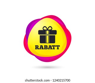 Gradient shopping banner. Rabatt - Discounts in German sign icon. Gift box with ribbons symbol. Sales tag. Abstract template for design. Vector