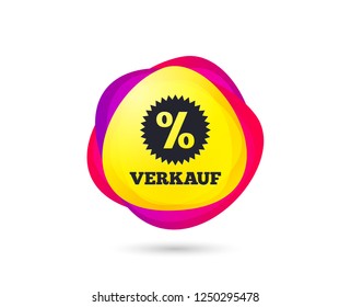 Gradient shopping banner. Verkauf - Sale in German sign icon. Star with percentage symbol. Sales tag. Abstract template for design. Vector