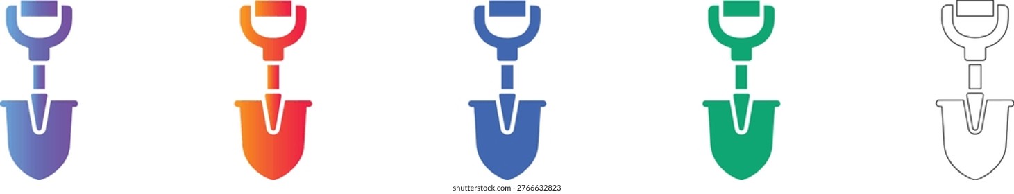 Gradient Shovel Icon Set for Gardening vol 1782