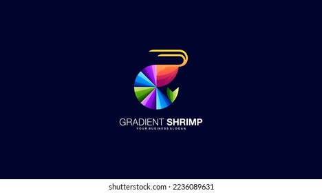 Gradient shrimp icon vector logo design template