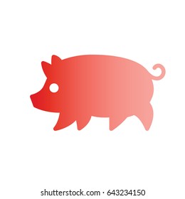 Gradient silhouette stylized drawing of pig swine - for icon or sign template