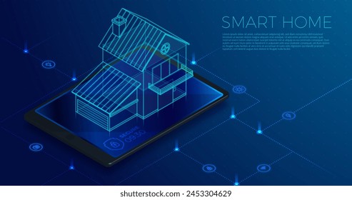 Gradient smart home isometric technology background vector design in eps 10