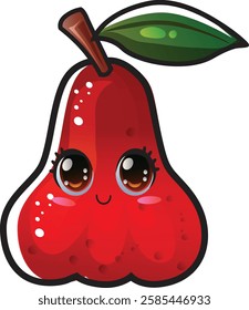 gradient smiling rose apple cartoon sticker vector illustration