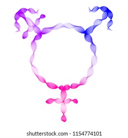 gradient smoke ribbon blue pink purple transgender symbol with copy space