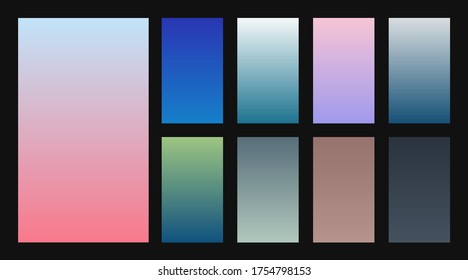 Gradient smooth color background set for devices, pc and modern smartphone screen.
