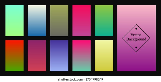 Gradient smooth color background set for devices, pc and modern smartphone screen.
