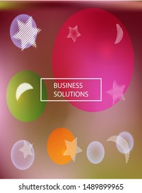 Gradient smooth mesh background. Clean backdrop with colored bubbles and white shapes. Vector illustration flyer. Pink eco template for your poster, banner or graphic design.