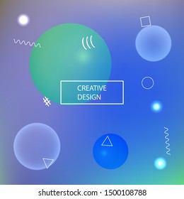 Gradient smooth mesh background. Colorful backdrop with colored bubbles and white shapes. Vector illustration pastel. Blue eco template for your poster, banner or graphic design.