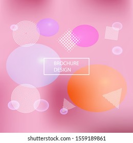Gradient smooth mesh background. Commercial backdrop with colored bubbles and white shapes. Vector illustration elements. Orange eco template for your poster, banner or graphic design.