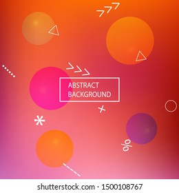 Gradient smooth mesh background. Dynamic backdrop with colored bubbles and white shapes. Vector illustration art. Pink eco template for your poster, banner or graphic design.