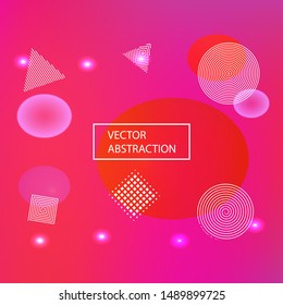 Gradient smooth mesh background. Flat backdrop with colored bubbles and white shapes. Vector illustration texture. Pink eco template for your poster, banner or graphic design.