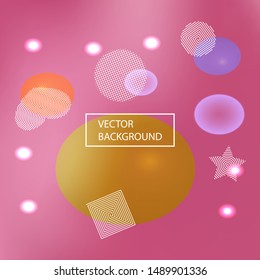Gradient smooth mesh background. Fluid backdrop with colored bubbles and white shapes. Vector illustration pastel. Pink eco template for your poster, banner or graphic design.