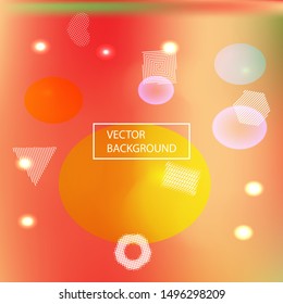 Gradient smooth mesh background. Fluid backdrop with colored bubbles and white shapes. Vector illustration texture. Red eco template for your poster, banner or graphic design.