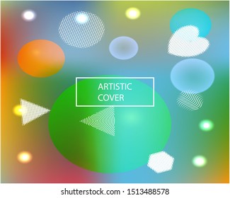 Gradient smooth mesh background. Fresh backdrop with colored bubbles and white shapes. Vector illustration pastel. Blue eco template for your poster, banner or graphic design.