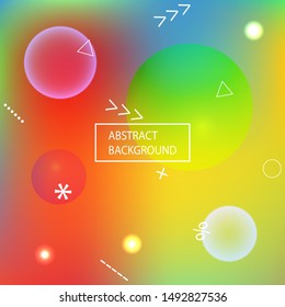 Gradient smooth mesh background. Futuristic backdrop with colored bubbles and white shapes. Vector illustration layout. Red eco template for your poster, banner or graphic design.