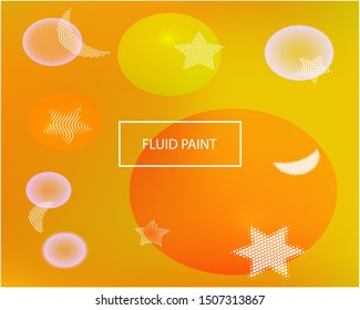 Gradient smooth mesh background. Futuristic backdrop with colored bubbles and white shapes. Vector illustration art. Orange eco template for your poster, banner or graphic design.