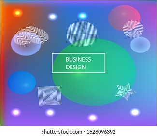 Gradient smooth mesh background. Futuristic backdrop with colored bubbles and white shapes. Vector illustration texture. Yellow eco template for your poster, banner or graphic design.