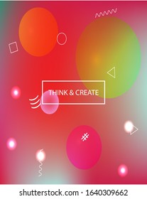 Gradient smooth mesh background. Futuristic backdrop with colored bubbles and white shapes. Vector illustration layout. Blue eco template for your poster, banner or graphic design.