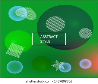 Gradient smooth mesh background. Liquid backdrop with colored bubbles and white shapes. Vector illustration concept. Green eco template for your poster, banner or graphic design.