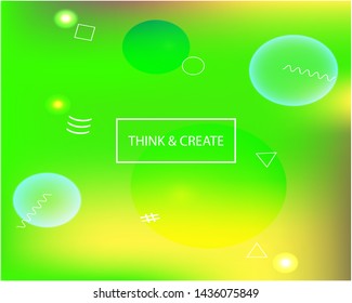 Gradient smooth mesh background. Vector illustration concept. Colorful backdrop with bright rainbow colors. Green eco template for your poster, banner or graphic design.