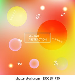 Gradient smooth mesh background. Vector illustration theme. Commercial backdrop with colored bubbles and white shapes. Pink eco template for your poster, banner or graphic design.