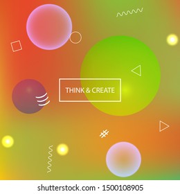 Gradient smooth mesh background. Vector illustration theme. Light backdrop with colored bubbles and white shapes. Pink eco template for your poster, banner or graphic design.