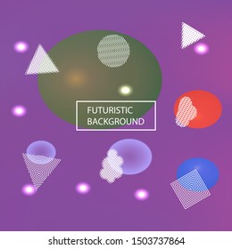 Gradient smooth mesh background. Vector illustration space. Original backdrop with colored bubbles and white shapes. Violet eco template for your poster, banner or graphic design.