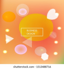 Gradient smooth mesh background. Vector illustration flyer. Light backdrop with colored bubbles and white shapes. Pink eco template for your poster, banner or graphic design.