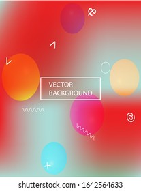 Gradient smooth mesh background. Vector illustration texture. Flat backdrop with colored bubbles and white shapes. Blue eco template for your poster, banner or graphic design.