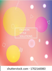 Fondo de malla suave degradado. Ilustración vectorial pastel. Fondo futurista con burbujas de colores y formas blancas. Plantilla ecológica amarilla para tu afiche, pancarta o diseño gráfico.