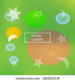 Gradient smooth mesh background. Vector illustration art. Fresh backdrop with colored bubbles and white shapes. Green eco template for your poster, banner or graphic design.