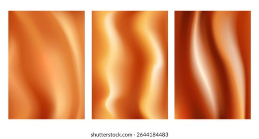 Gradient soft background in warm shades. Red, orange, copper, bronze  retro mood backdrop. Defocused abstract banner. Silk imitation. Waves. 