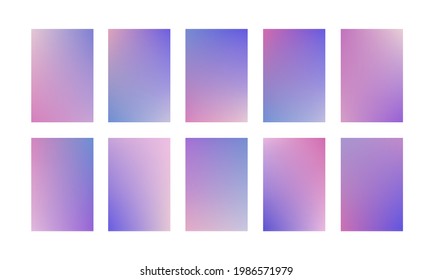 Gradient soft color background set. Modern screen background design. Perfect for social media, mobile app, web design etc. Vector illustration