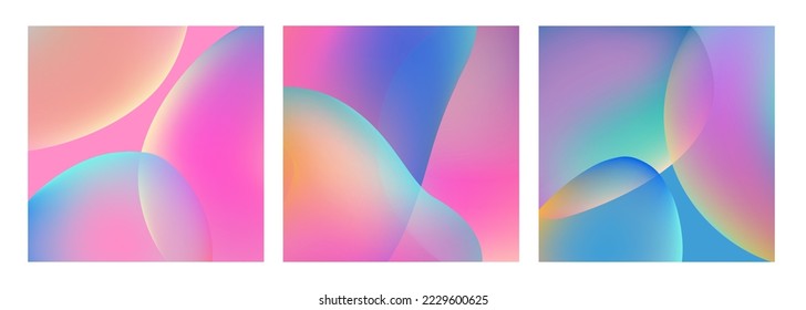 Gradient soft color square background set. Modern screen background design. Perfect for social media, mobile app, web design etc. Vector illustration