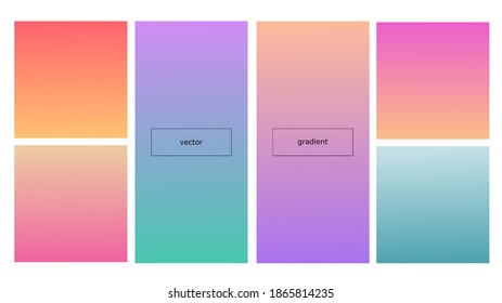 Farbige, weiche Pastellfarben, Vektorhintergrund. Glatte helle Farben Web- oder UI-Design-Stil, abstrakte Kreativvektorkollektion von trendigen Farbverlauf-Textur Set Vektorgrafik