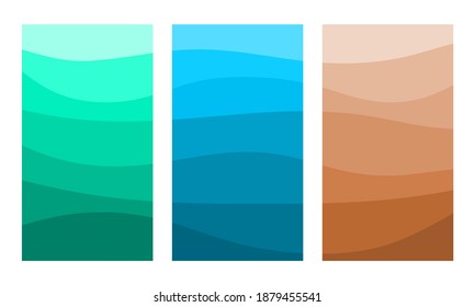 Gradient soil and rock layers set. Geological subsurface cross section