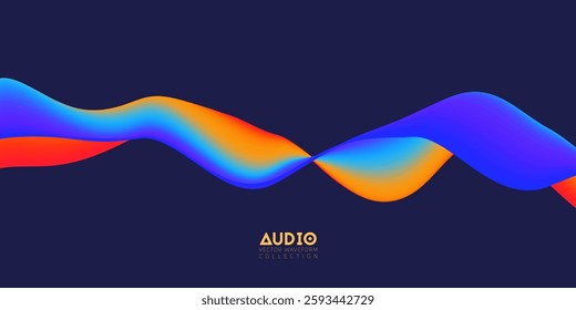 Gradient sound wave abstract background. Colorful flow of music wave. Vector vibrant fluid splash.